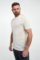 T-shirt męski lniany LIU JO. T-shirty męskie Liu Jo, l, bez wzorów, ze lnu, bez kołnierzyka. W wyprzedaży za 431.20 zł.