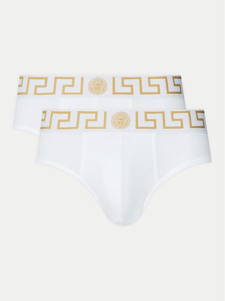Versace Komplet slipów AU10180 1A10011 Biały. Białe slipki męskie Versace, m, bez wzorów, z bawełny. Za 279.99 zł.