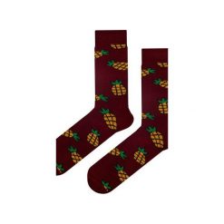 Skarpety bordowe w ananasy. Czerwone skarpety męskie Em men's accessories, z bawełny. Za 29.99 zł.
