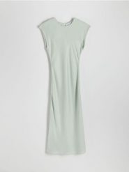 Sukienka z wiskozą - jasnozielony. Zielone sukienki damskie Reserved, l, bez wzorów, z tkaniny, bez kołnierzyka, bez ramiączek, maxi, rozkloszowane. W wyprzedaży za 49.99 zł.