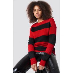 Trendyol Sweter Block Stripe Wide Neck - Red. Swetry damskie marki Trendyol. W wyprzedaży za 73.17 zł.