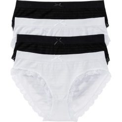 Figi maxi bezszwowe (4 pary) bonprix czarny + biały. Białe figi damskie bonprix, w koronkowe wzory, z koronki. Za 51.96 zł.