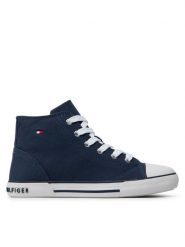 Tommy Hilfiger Trampki Higt Top Lace-Up T3X4-32209-0890 S Granatowy. Niebieskie buty zimowe chłopięce Tommy Hilfiger, bez wzorów, z materiału, bez zapięcia. Za 209.99 zł.