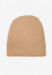 Ciemnobeżowa Czapka z Metaliczną Nicią i Wywinięciem Temivra. Brązowe czapki i kapelusze damskie Renee, bez wzorów, z jeansu, eleganckie. Za 34.99 zł.