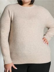 Sweter basic z domieszką wełny - beżowy. Brązowe swetry damskie Sinsay, xl, bez wzorów, z wełny, bez kołnierzyka, bez ramiączek, bez kaptura. Za 49.99 zł.