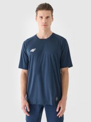 4F T-shirt treningowy szybkoschnący męski - granatowy 3XL. Niebieskie koszulki sportowe męskie 4f, m, bez wzorów, z dzianiny, klasyczne, bez kołnierzyka. W wyprzedaży za 89.99 zł.