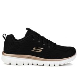 Buty damskie sportowe Skechers GET CONNECTED. Czarne obuwie sportowe damskie Skechers, bez wzorów, z dresówki, na fitness i siłownię. Za 194.00 zł.