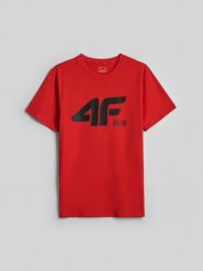 4F T-shirt regular z nadrukiem męski - czerwony XL. Czerwone t-shirty męskie 4f, m, bez wzorów, z bawełny, klasyczne, bez kołnierzyka. Za 69.99 zł.