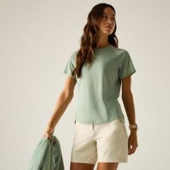 Damska koszulka z krótkim rękawem do biegania Nimble. Zielone koszulki sportowe damskie Dare 2b, bez wzorów, z lyocellu, bez kołnierzyka. Za 169.99 zł.