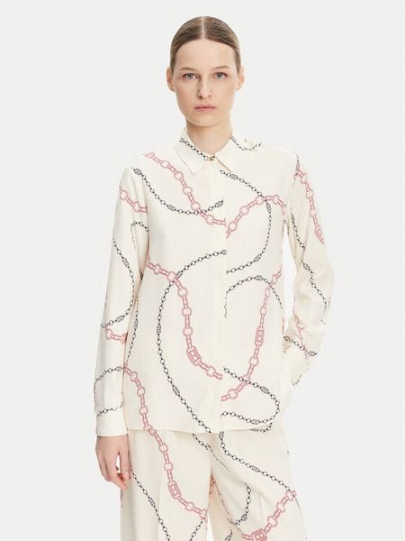 Tommy Hilfiger Koszula WW0WW44045 Écru Relaxed Fit. Bluzki damskie Tommy Hilfiger, bez wzorów, z wiskozy, bez kołnierzyka, bez ramiączek. Za 249.99 zł.