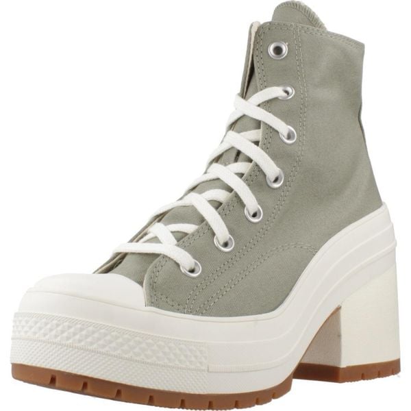 Buty CONVERSE CHUCK TAYLOR ALL STAR 70 DE LUXE HEEL HI Zielony. Zielone obuwie sportowe damskie Converse, bez wzorów, z tkaniny, retro, bez zapięcia. Za 520.99 zł.