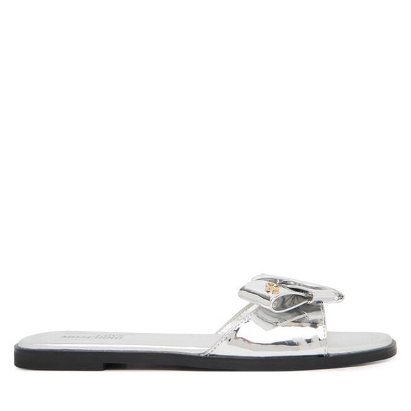 Klapki LOVE MOSCHINO. Szare klapki damskie Love Moschino, bez wzorów, bez obcasa. Za 476.99 zł.