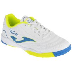 Buty halowe do piłki nożnej chłopięce, Toledo Jr 26 TOJS IN. Białe buty sportowe chłopięce Joma, bez wzorów, bez zapięcia, do piłki nożnej. Za 149.99 zł.