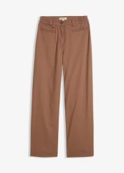 Spodnie z diagonalu. Brązowe spodnie materiałowe damskie bonprix, bez wzorów. Za 142.99 zł.