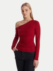 Guess Bluzka W6RP02 KC1J2 Czerwony Regular Fit. Czerwone koszule damskie Guess, l, z aplikacjami, z wiskozy, bez kołnierzyka, bez ramiączek. Za 299.99 zł.