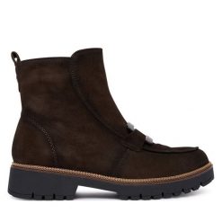 Botki Tamaris. Brązowe botki damskie Tamaris, bez obcasa, na płaskiej podeszwie, bez zapięcia. Za 449.99 zł.