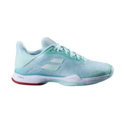 Buty tenisowe damskie Babolat Jet Tere Clay. Białe obuwie sportowe damskie BABOLAT, bez wzorów, z materiału, tenisowe. Za 349.00 zł.