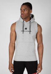 Lincoln Bluza z kapturem bez rękawów - Szary. Szare bluzy męskie GORILLA WEAR, s, bez wzorów, z bawełny, z kapturem, na fitness i siłownię. Za 250.50 zł.