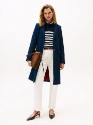 Tommy Hilfiger Wełniany płaszcz z zawartością kaszmiru Kobiety Wełna niebieski, 36. Niebieskie płaszcze damskie Tommy Hilfiger, bez wzorów, z kaszmiru, klasyczne, bez kaptura. Za 1,299.95 zł.