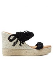 Manebi Espadryle Hamptons Two Braided Bands Wedge Espadrilles K 1.0 WE Czarny. Czarne sandały damskie Manebi, bez wzorów, ze skóry, bez obcasa, bez zapięcia. Za 659.99 zł.