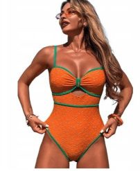 Modny jednoczęściowy strój kąpielowy wyszczuplający sexy kobiecy Orange M. Pomarańczowe kostiumy jednoczęściowe damskie Pan i Pani Gadżet, m, bez wzorów. Za 89.25 zł.