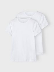 NAME IT Komplet 2 t-shirtów 13209164 Biały Slim Fit. Białe t-shirty dla chłopców Name it, bez wzorów, z bawełny, bez ramiączek. Za 49.99 zł.
