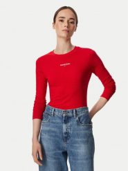 Tommy Jeans Bluzka Classic Logo DW0DW23248 Czerwony Slim Fit. Czerwone bluzki damskie Tommy Jeans, xl, bez wzorów, z bawełny, bez kołnierzyka, bez ramiączek. Za 149.99 zł.