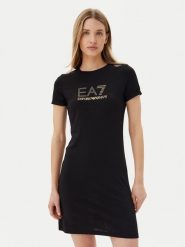EA7 Emporio Armani Sukienka codzienna 7W000478 AF12500 UC001 Czarny Regular Fit. Czarne sukienki damskie EA7 Emporio Armani, na co dzień, m, bez wzorów, z bawełny, bez kołnierzyka, bez ramiączek, proste. Za 309.99 zł.