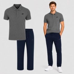 KOMPLET MĘSKI 4F ZESTAW T-SHIRT POLO + SPODNIE CASUAL NA CO. Spodnie sportowe męskie 4f, m, bez wzorów, z bawełny, na fitness i siłownię. Za 249.98 zł.