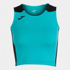 Tank top do biegania damski Joma Record II Crop top. Czarne koszulki sportowe damskie Joma, s, bez wzorów, bez kołnierzyka, bez ramiączek, do biegania. Za 73.99 zł.