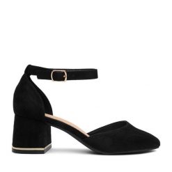 Czółenka JENNY. Czarne czółenka damskie Jenny, bez wzorów, bez obcasa, bez zapięcia. Za 119.99 zł.