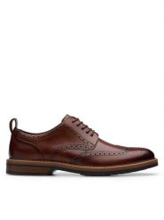 Clarks Półbuty Aldwin Limit 26178428 Brązowy. Brązowe eleganckie półbuty Clarks, ze skóry, wizytowe, bez zapięcia. Za 419.99 zł.