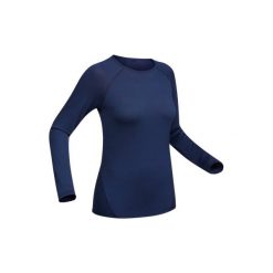 Koszulka turystyczna długi rękaw Techwool 190 damska. Niebieskie t-shirty damskie FORCLAZ, z wełny. Za 129.99 zł.