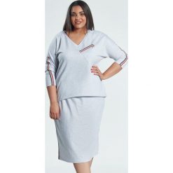 Spódnica z bluzką w szarym komplecie Blanca OVERSIZE PLUS SIZE WIOSNA. Spódnice damskie marki Moda Size Plus Iwanek. Za 159.00 zł.