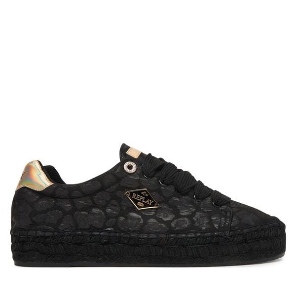Espadryle REPLAY. Czarne espadryle damskie Replay, bez wzorów, bez obcasa, bez zapięcia. Za 258.99 zł.