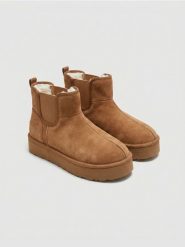Botki za kostkę z futerkiem - pomarańczowy. Brązowe botki damskie Sinsay, za kostkę, bez obcasa, bez zapięcia. Za 65.99 zł.