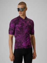 4F Koszulka kolarska męska - fioletowa M. Fioletowe t-shirty męskie 4f, m, bez wzorów, z dzianiny, bez kołnierzyka. Za 179.99 zł.