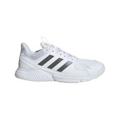 Damskie buty halowe adidas Court Flight. Białe obuwie sportowe damskie Adidas, bez wzorów, z materiału, na fitness i siłownię. Za 361.50 zł.
