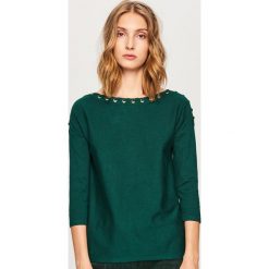 Sweter z ozdobnym wiązaniem - Khaki. Brązowe kardigany damskie Reserved. Za 69.99 zł.