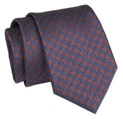 Krawat - ALTIES - Brązowy w Geometryczny Wzór. Brązowe krawaty i muchy Alties, bez wzorów, z tkaniny, eleganckie. Za 49.00 zł.