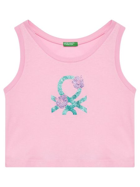 United Colors Of Benetton Top 3I1XCH01Z Różowy Relaxed Fit. Czerwone t-shirty i topy dla dziewczynek United Colors Of Benetton, bez wzorów, z bawełny, bez ramiączek. Za 29.99 zł.