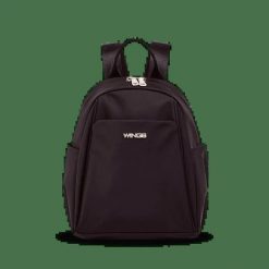 Mały Plecak Miejski Wings Rosella Black. Czarne plecaki damskie Wings, bez wzorów, z materiału, biznesowe. Za 159.90 zł.