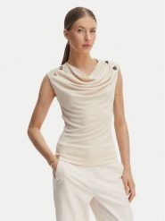 Rinascimento Bluzka CFC0128663003 Beżowy Regular Fit. Brązowe bluzki damskie Rinascimento, xs, bez wzorów, z syntetyku, bez kołnierzyka, bez ramiączek. Za 399.99 zł.