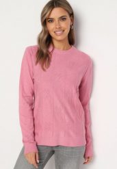 Różowy Sweter z Bawełną Ozdobiony Cyrkoniami Irinaelle. Czerwone swetry damskie Born2be, l, bez wzorów, z bawełny, eleganckie, bez kołnierzyka, bez ramiączek, bez kaptura. Za 69.99 zł.