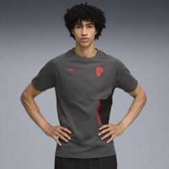 Męska koszulka AC Milan PUMATECH z kieszenią PUMA. Czerwone koszulki sportowe męskie Puma, m, bez wzorów, bez kołnierzyka, bez ramiączek, do piłki nożnej. Za 199.00 zł.