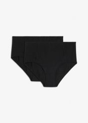 Figi menstruacyjne maxi o średniej chłonności (2 pary). Czarne figi damskie bonprix, bez wzorów. Za 65.98 zł.