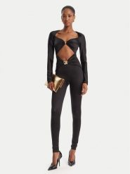 Elisabetta Franchi Kombinezon TU-043-51E2-V500 Czarny Slim Fit. Czarne sukienki damskie Elisabetta Franchi, bez wzorów, z syntetyku, bez kołnierzyka, bez ramiączek. Za 1,079.00 zł.