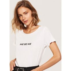 Koszulka z napisem Nie bo nie - Biały. Białe t-shirty damskie House, z napisami. Za 29.99 zł.