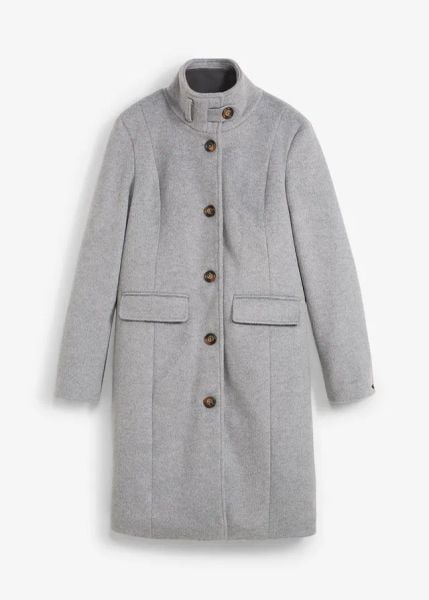 Płaszcz zimowy w optyce 2 w 1. Szare kurtki damskie bonprix, na zimę, bez wzorów, bez kaptura. Za 379.99 zł.