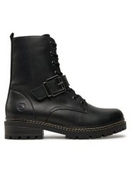 Remonte Trzewiki D0B78-01 Czarny. Czarne botki damskie Remonte, ze skóry, bez obcasa, na płaskiej podeszwie, bez zapięcia. Za 415.99 zł.